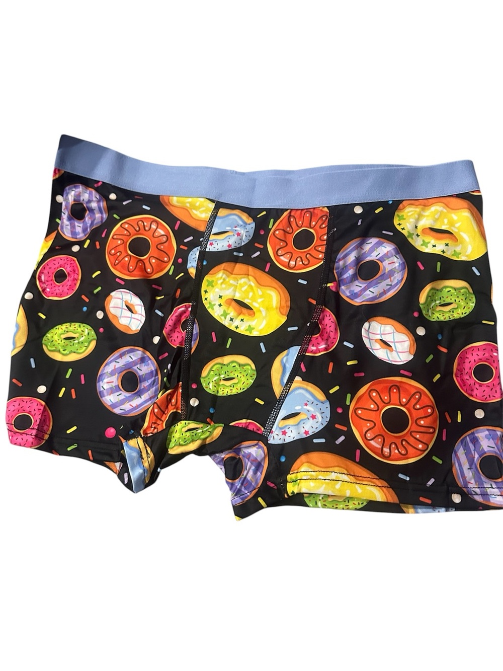 Donut Print Boxer Briefs in Black with Multicolor Donuts